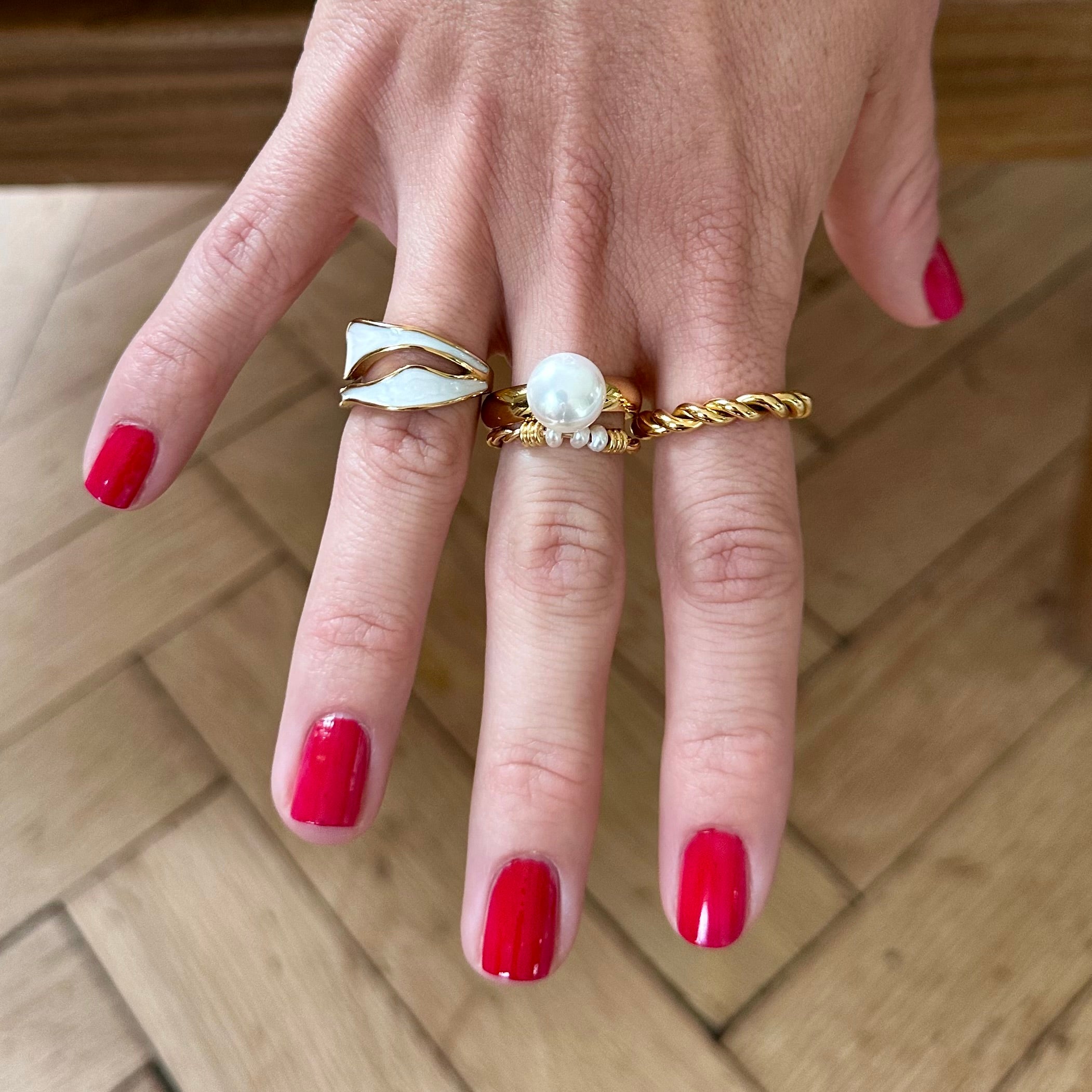 Bague Perla plaqué or 18k