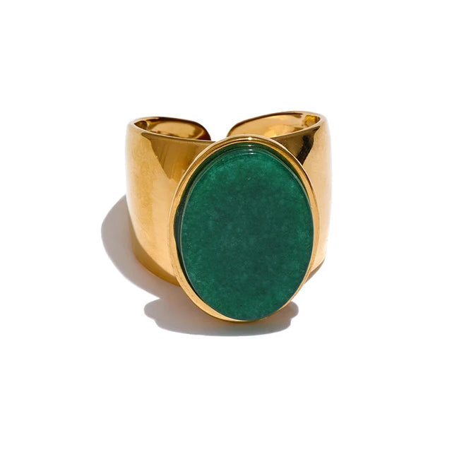 Bague Vertelle verte plaqué or 18K