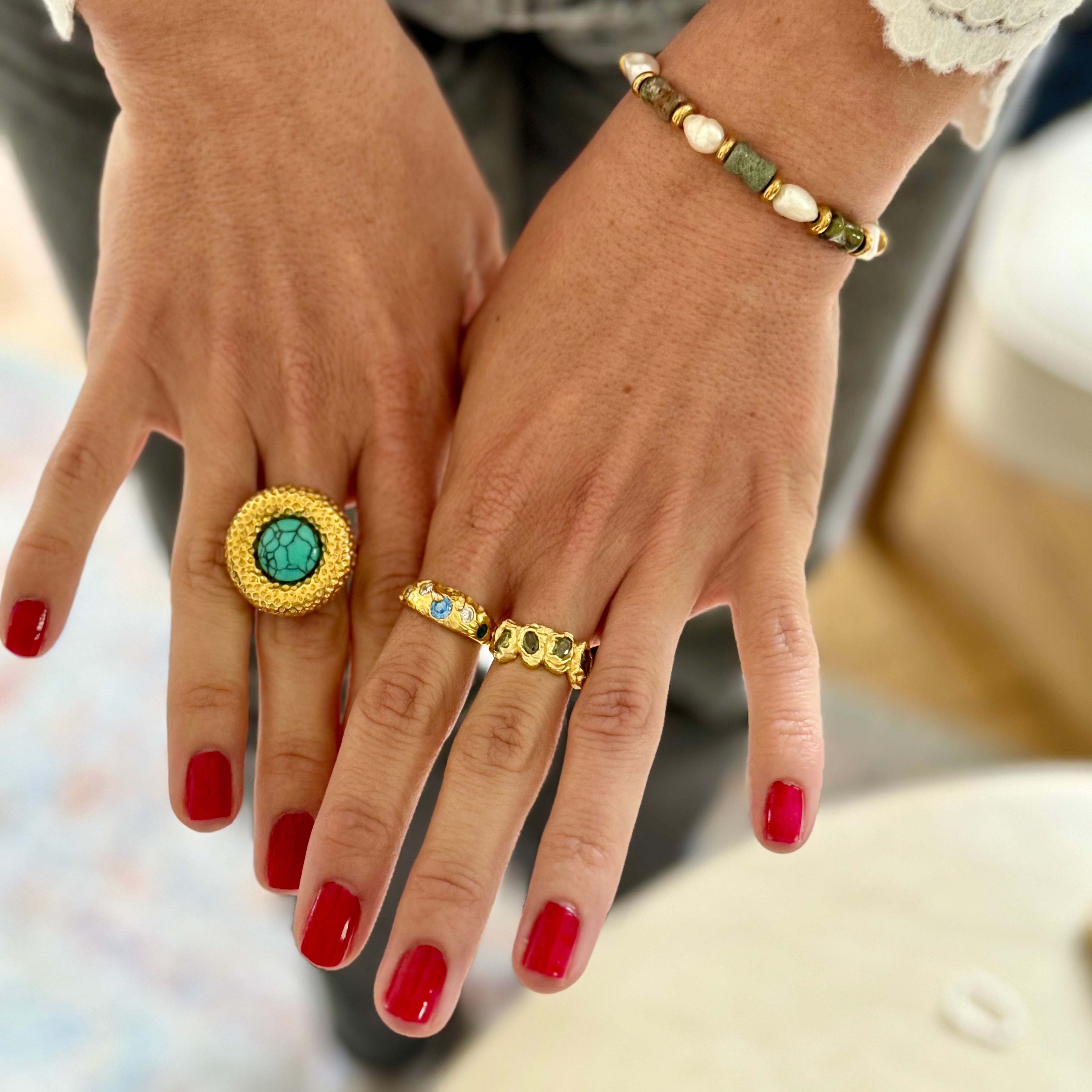 Bague Pierrette rouge plaqué or 18k