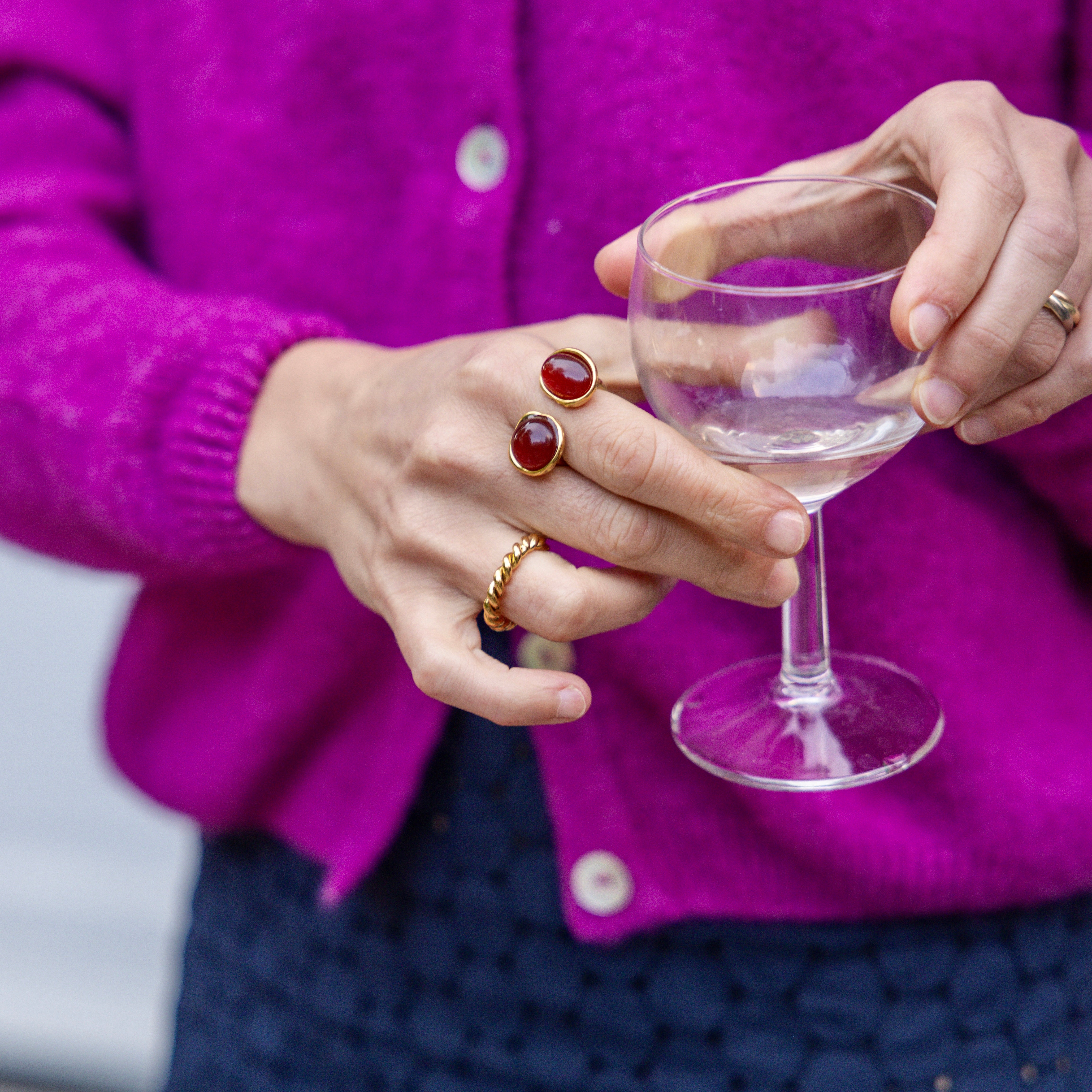 Bague Agathe marron plaqué or 18K