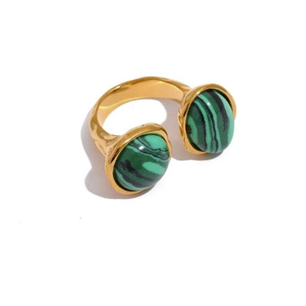 Bague Agathe verte plaqué or 18K