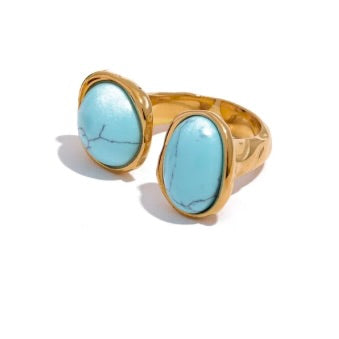 Bague Agathe bleue plaqué or 18K