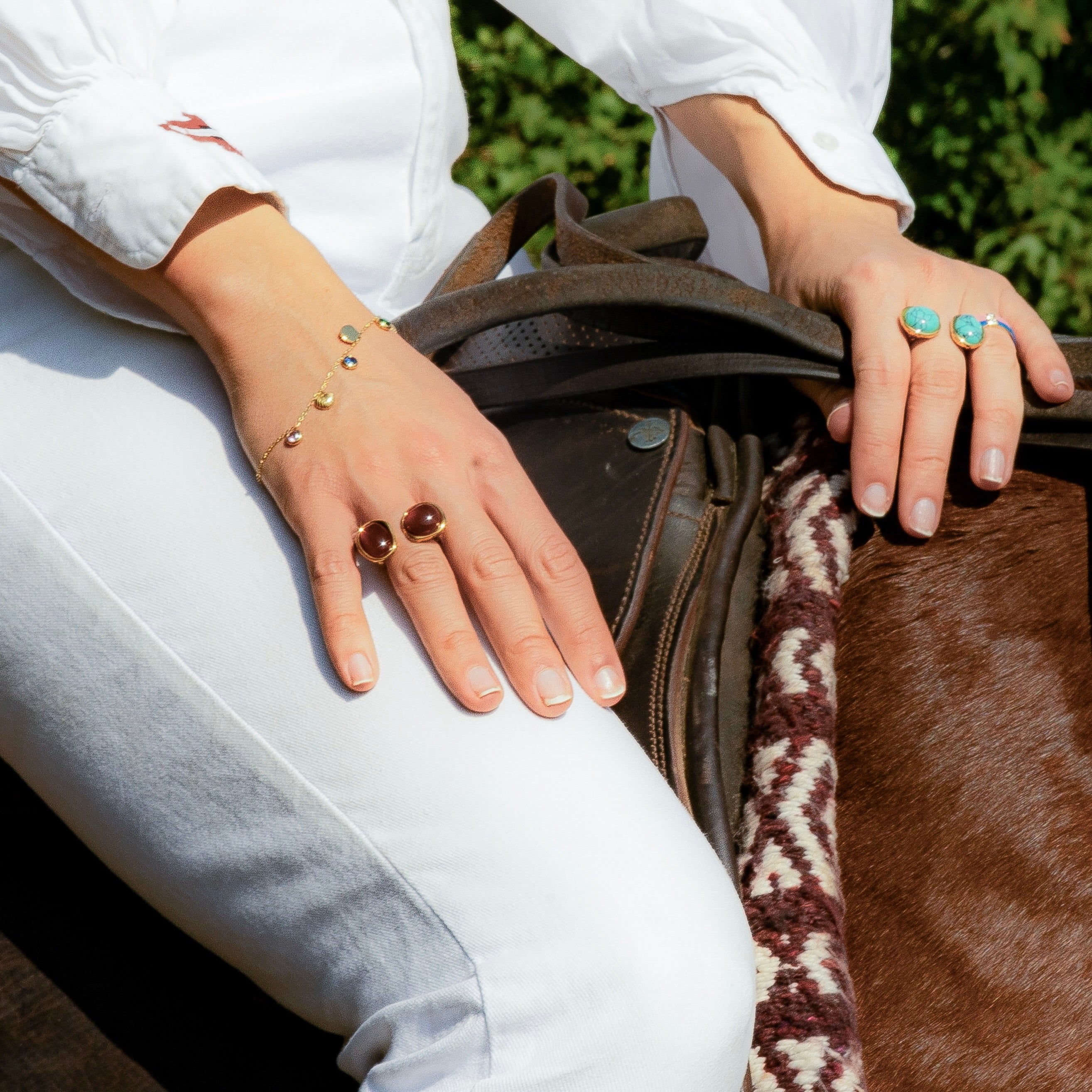 Bague Agathe marron plaqué or 18K