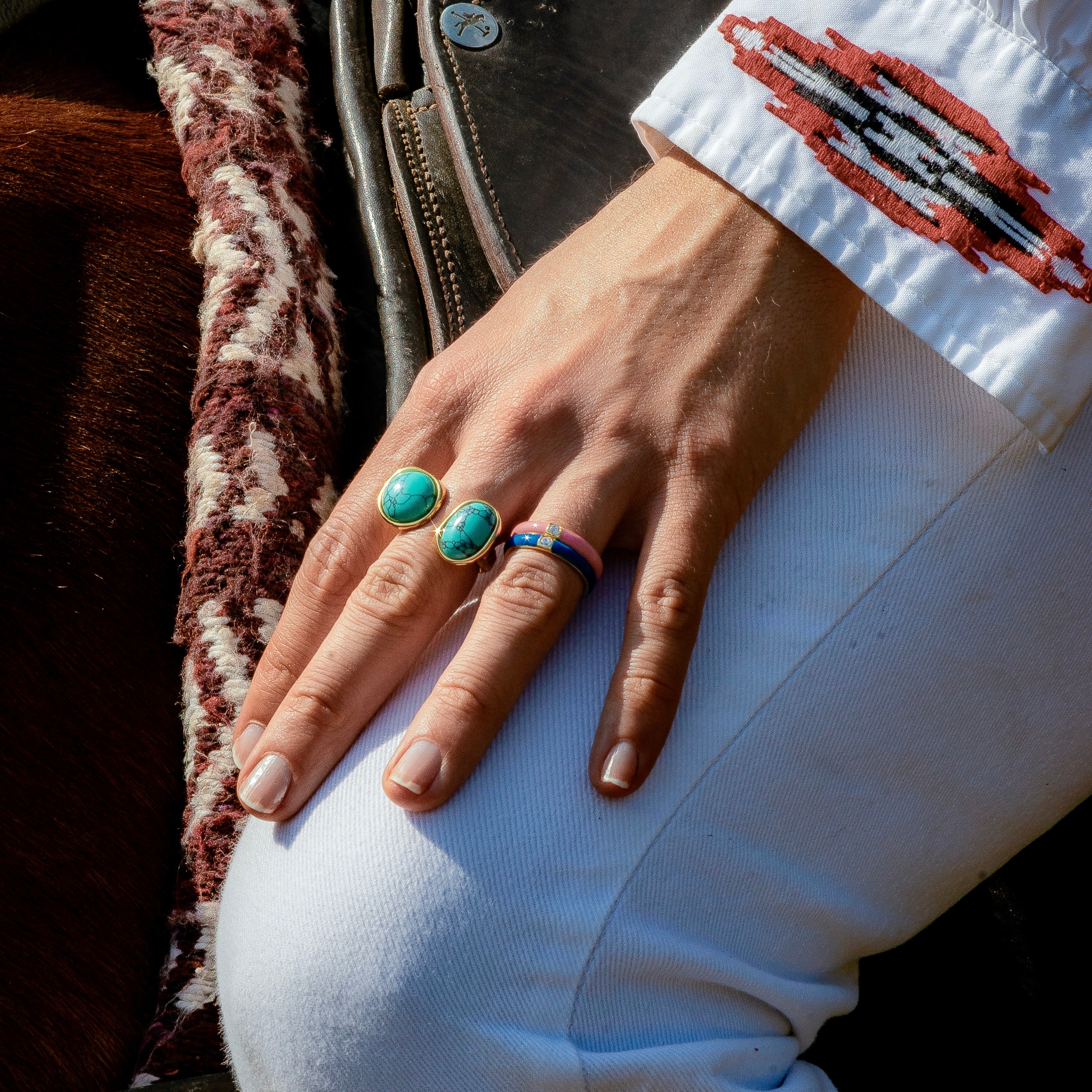 Bague Agathe bleue plaqué or 18K