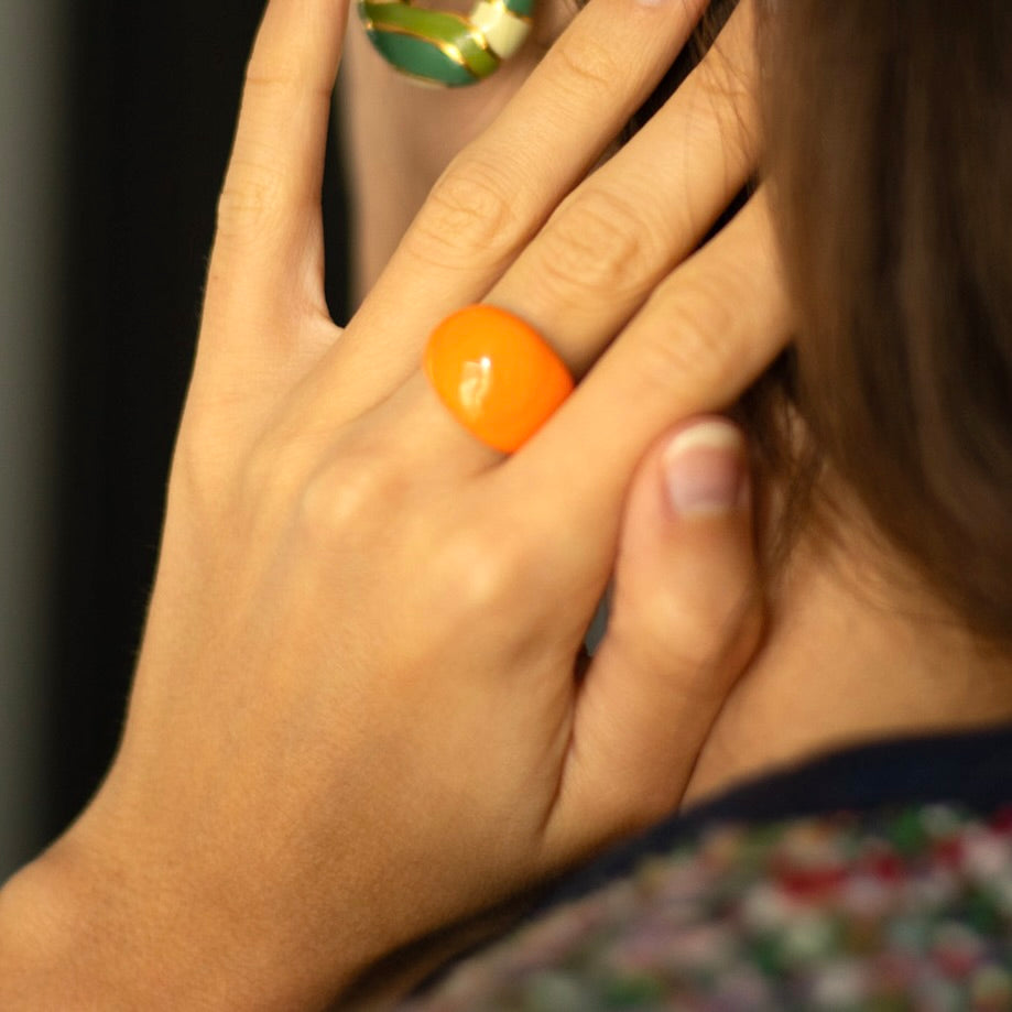 Bague Clémentine orange plaqué or 18K