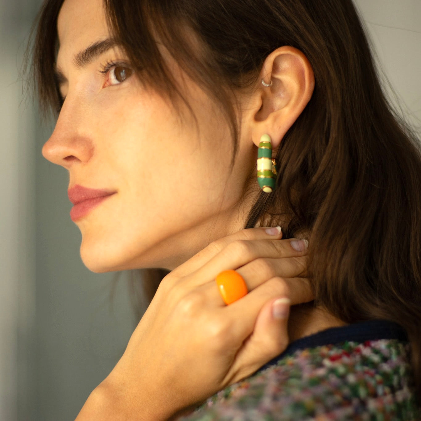 Bague Clémentine orange plaqué or 18K