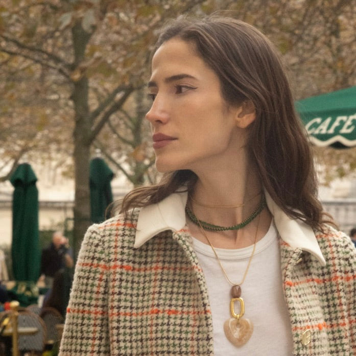 Collier Eucalyptus plaqué or 18k