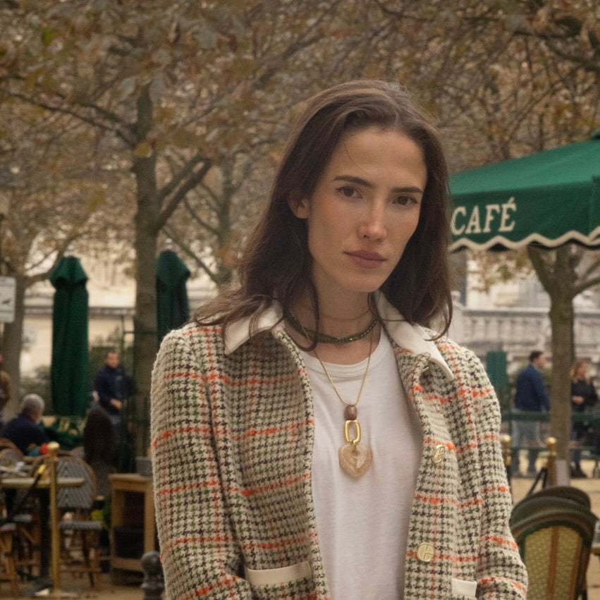 Collier Eucalyptus plaqué or 18k