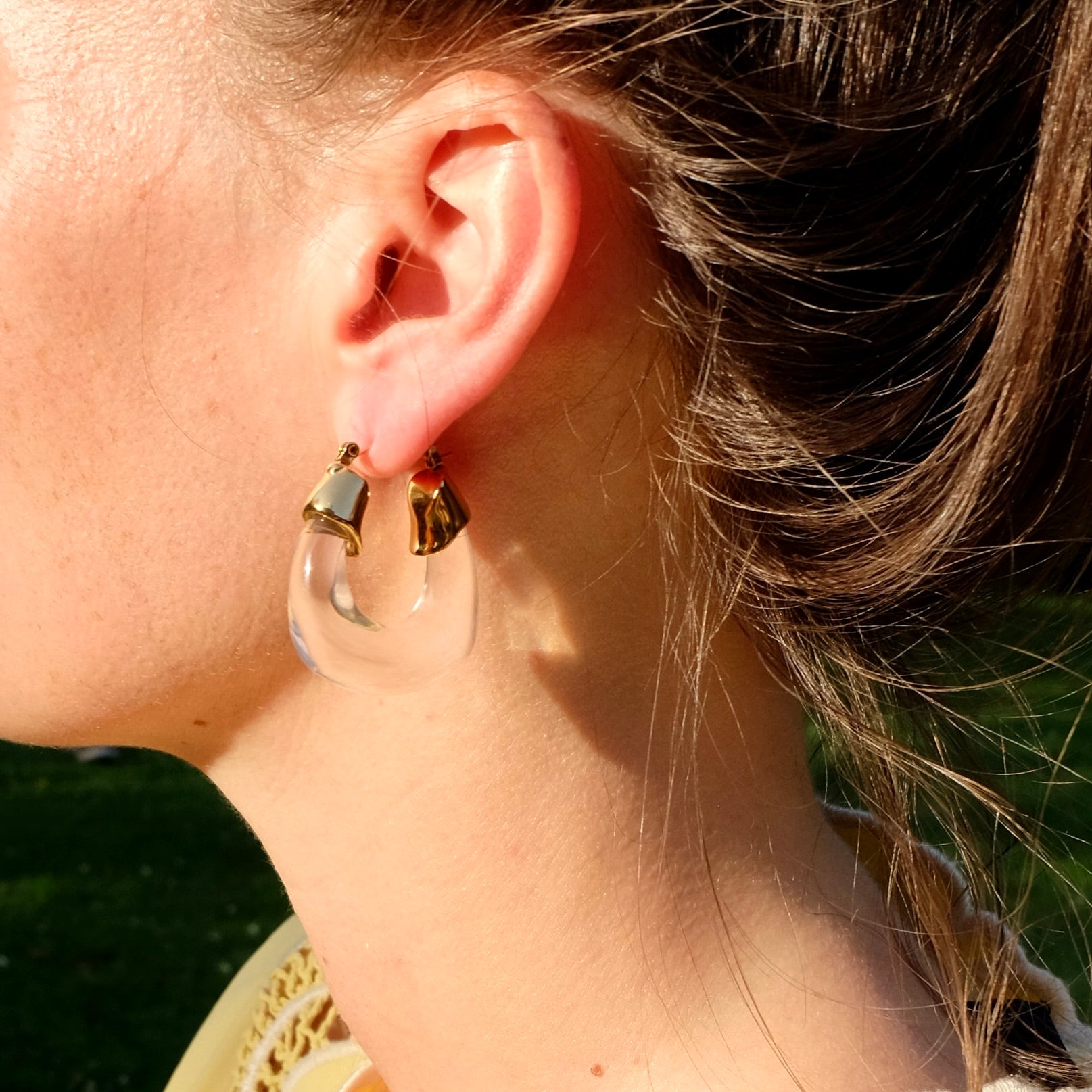 Boucles Joan transparentes plaqué or 18k