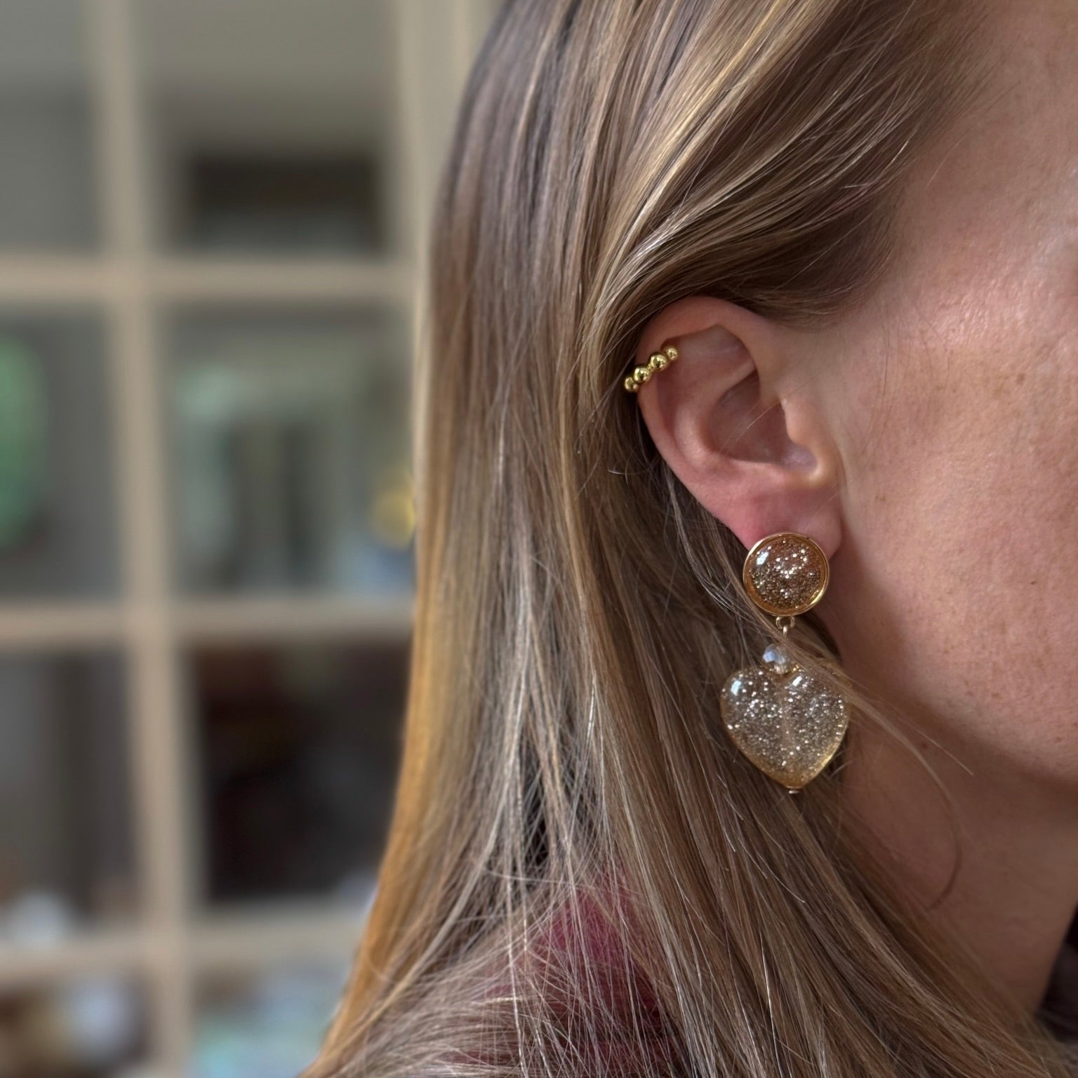 Boucle clip Esmeralda plaqué or 18K