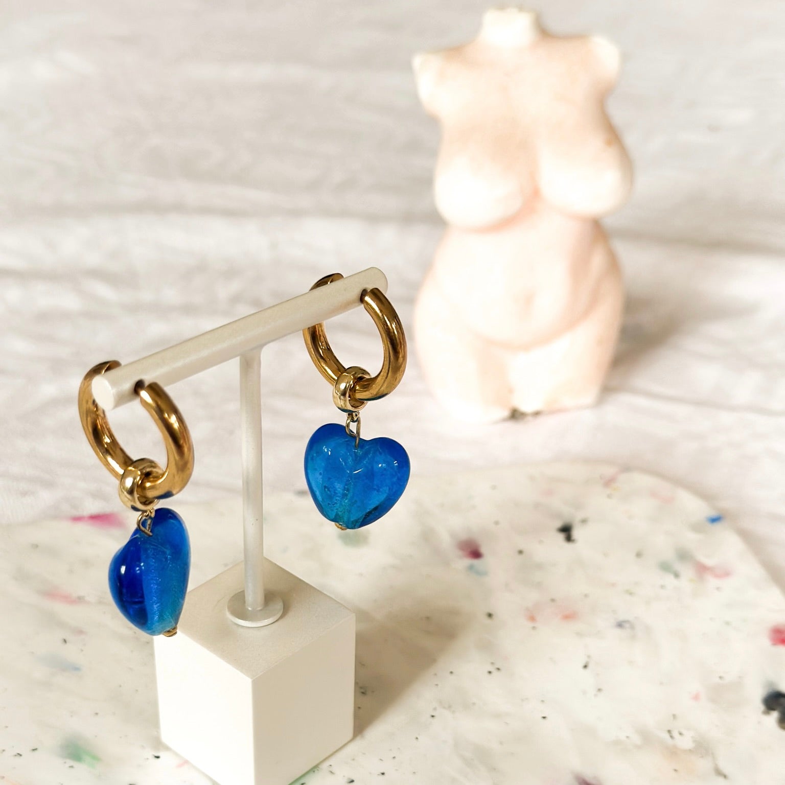 Boucles Yota bleues plaqué or 14K