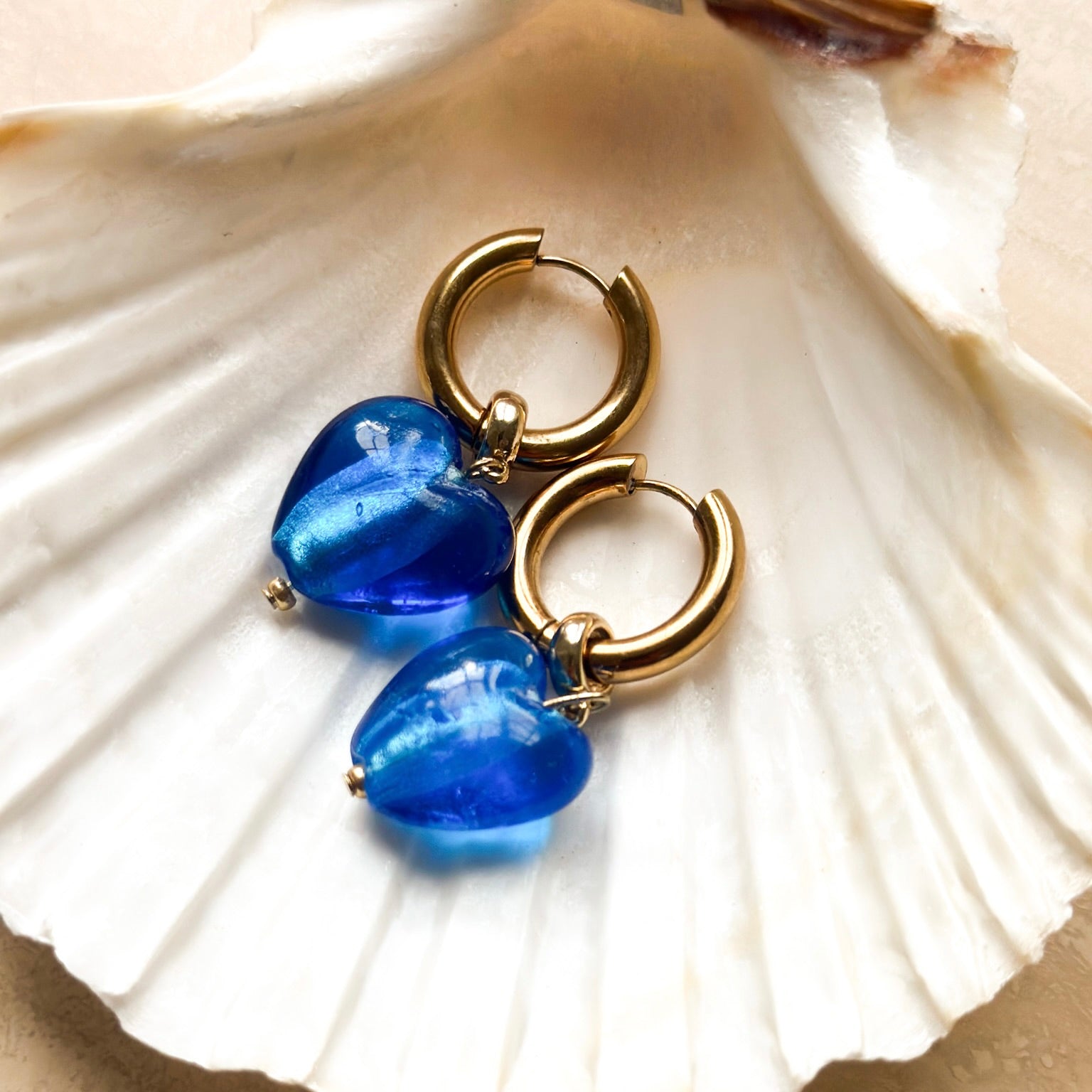 Boucles Yota bleues plaqué or 14K