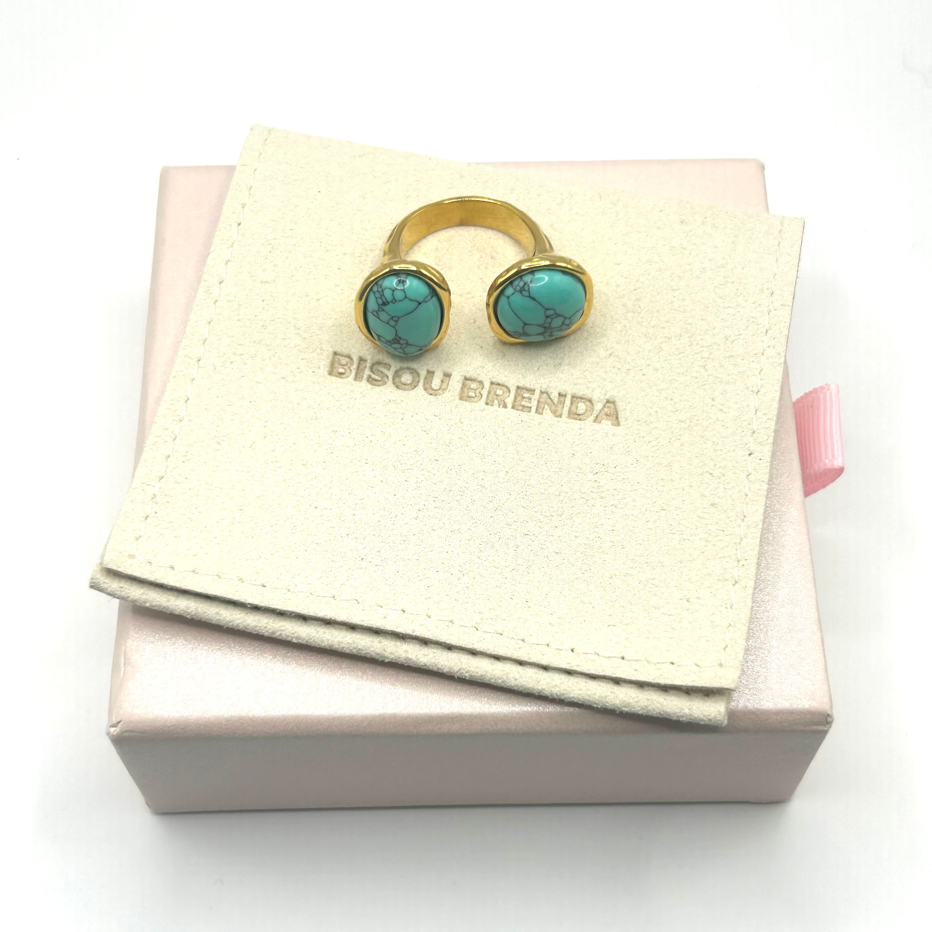 Bague Agathe bleue plaqué or 18K